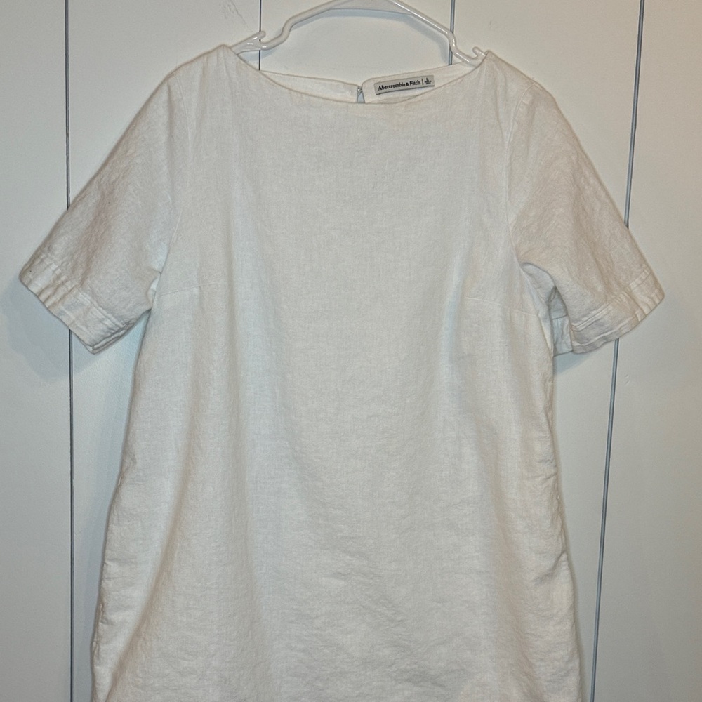 Abercrombie & Fitch Classic White Short Sleeve Linen Dress